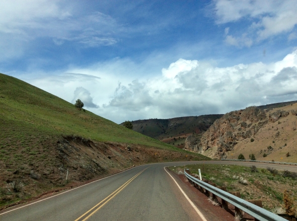 One of the hairpin turns on Warm Springs Indian Reservation in Oregon